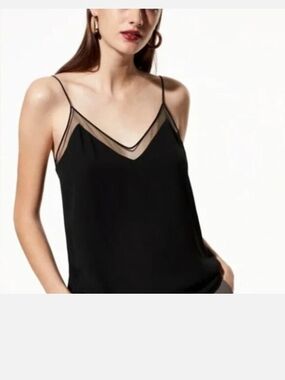 Aritzia Babaton Galen Black Mesh-trim Cami Size XXS
